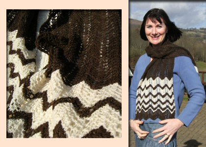 Brown and white shawl